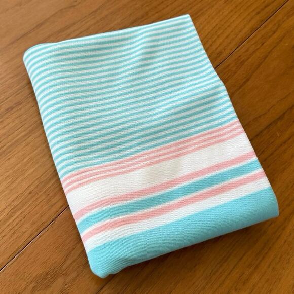 Vintage Fabric Poly Stretch Aqua Pink White Stripe 60 x 36 1 yard - Picture 8 of 8